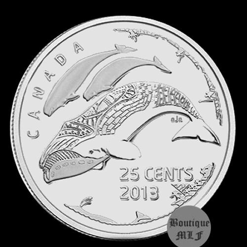 2013 Canada Whales 25 cent UNC. from roll