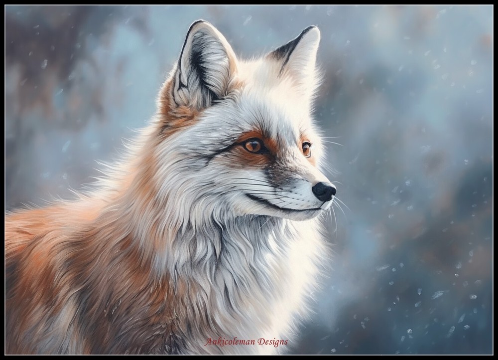 Snow Fox - Chart Counted Cross Stitch Patterns Needlework DIY DMC Color 14 ct