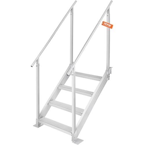 Dock Stairs 4 Steps, 500lbs Load Pool Steps, Adjustable Height NEW-4 Step