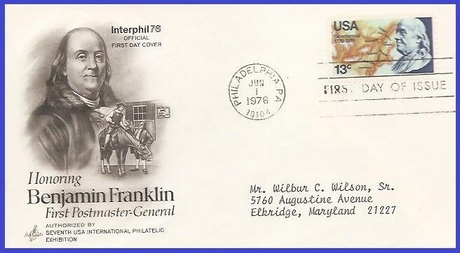 USA3 #1690 ADDR ARTCRAFT FDC   Benjamin Franklin