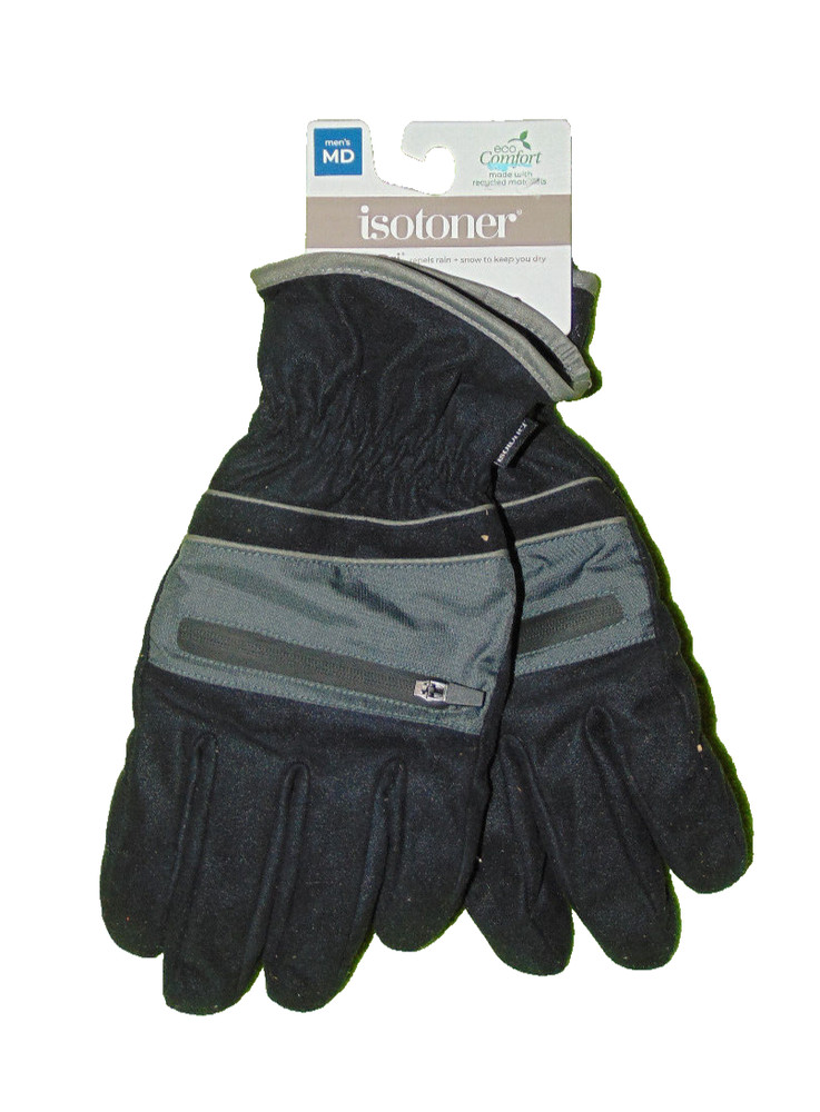 Isotoner Black Smartdri Gloves Medium Men New