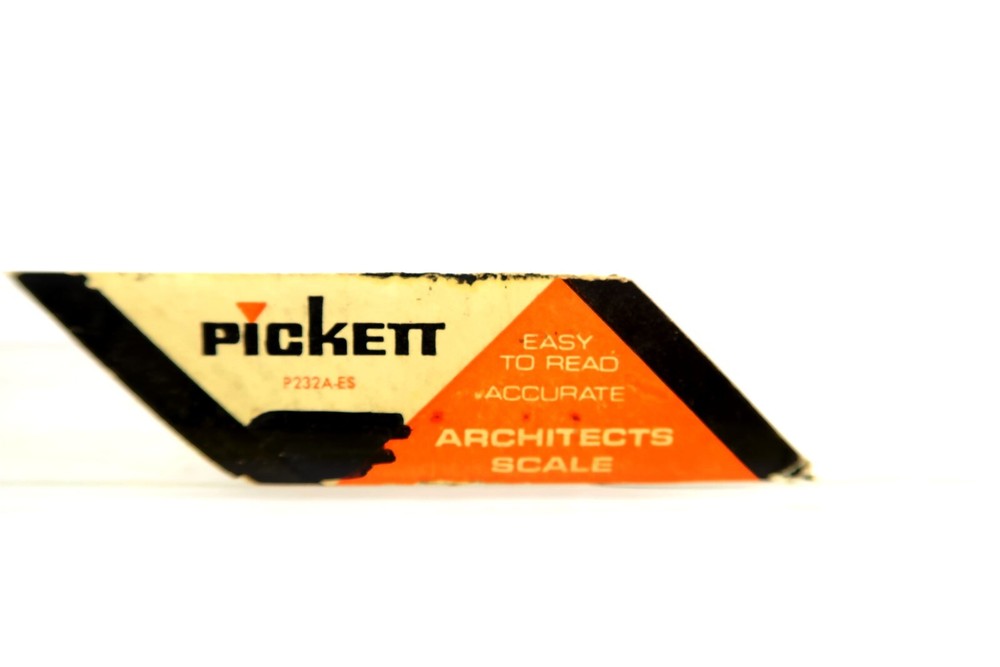 Vintage 12" PICKETT P-232 A-ES Triangular Drafting Architects Scale Ruler