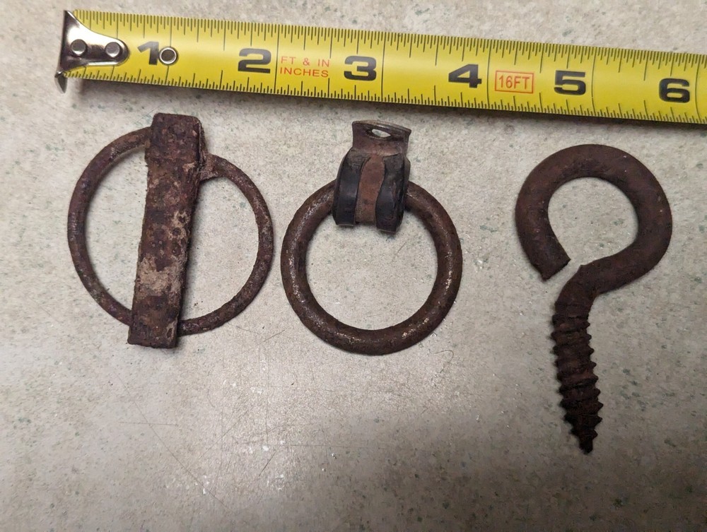 Lot Of 11 Rusty Old Hardware Pcs,Wrench,Hook,Loop,Ring, Handle,Latch,Primitive