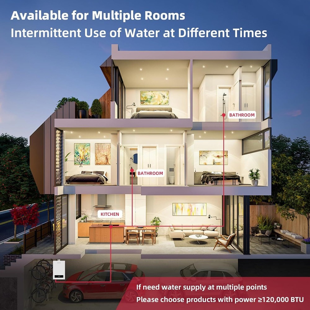 MIZUDO 16L Natural Gas Tankless Water Heater 120,000 BTU 5.1GPM Indoor On-Demand