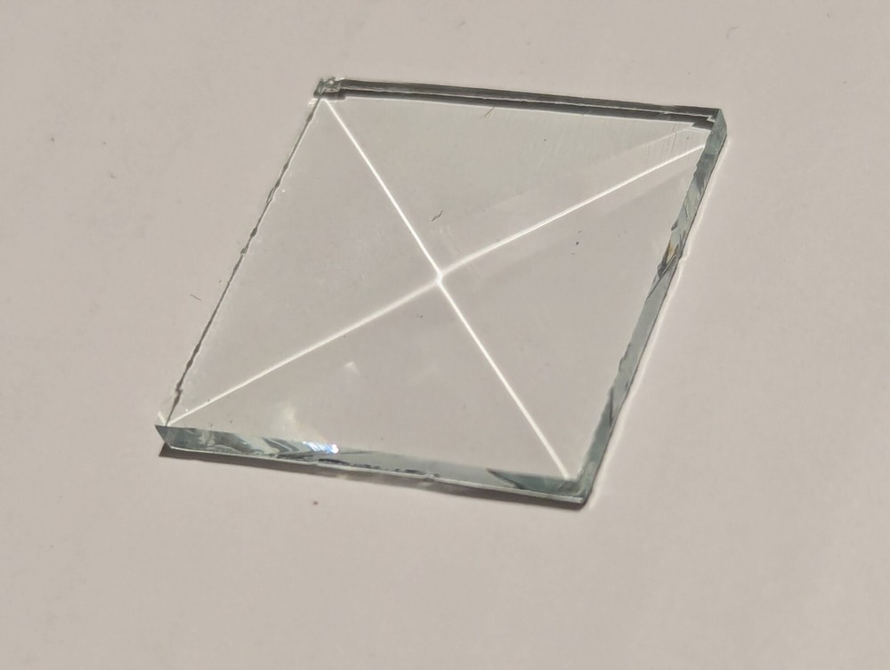 Square Shaped Clear Glass Bevel. 1"x 1".