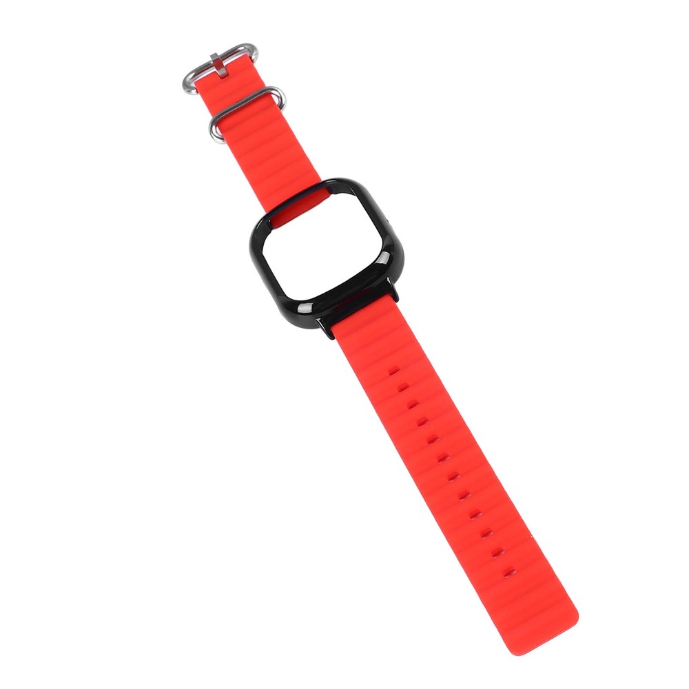 Silicone Watch Band With Case Replacement For Honor 4 Adjustable Strap (Red )