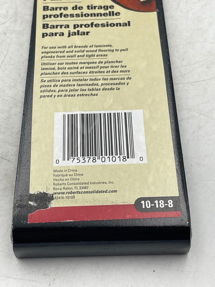 Roberts Pro Pull Bar Flooring Tool Black 10-18-8 Laminate Pullbar Hand Tool