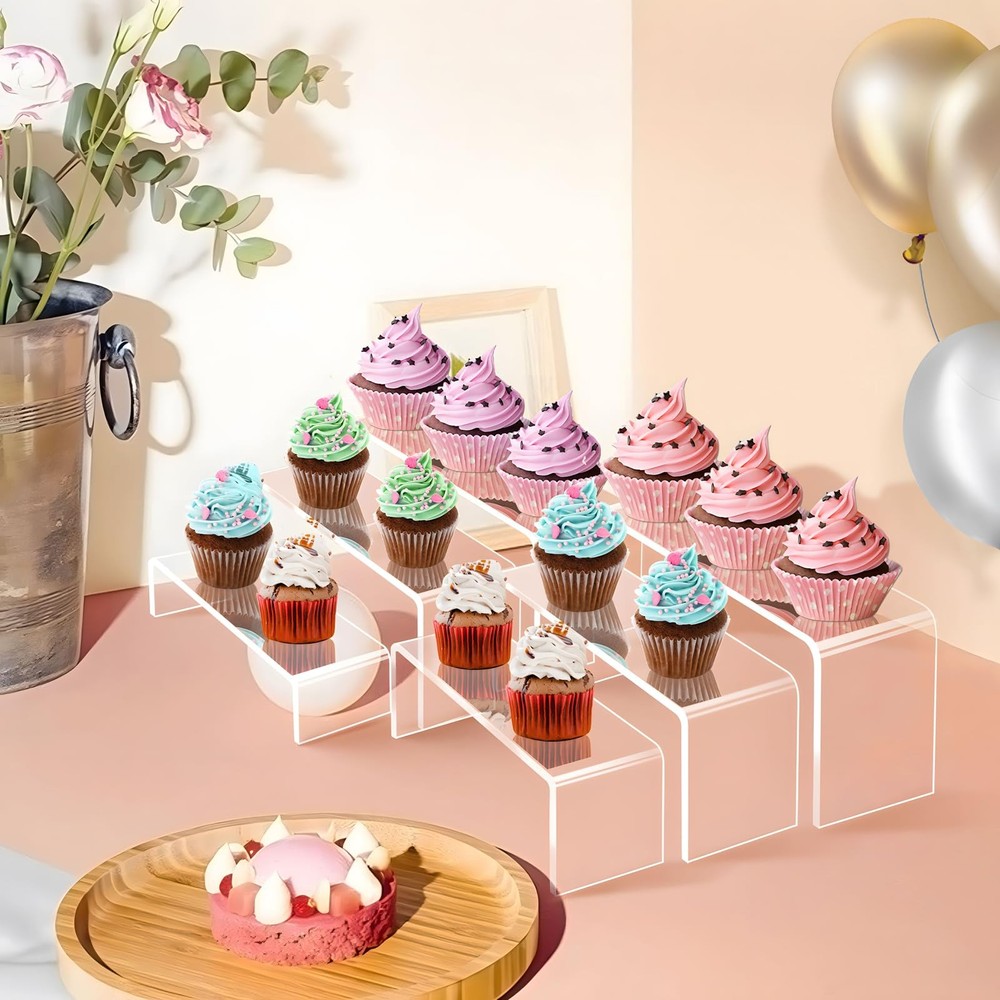 6pcs Thickened Acrylic Display Stand, Tiered Rectangular Clear Display Risers...