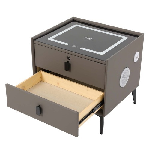 Bluetooth Speaker Smart Bedside Table Cabinet with Light USB& Wireless Charging