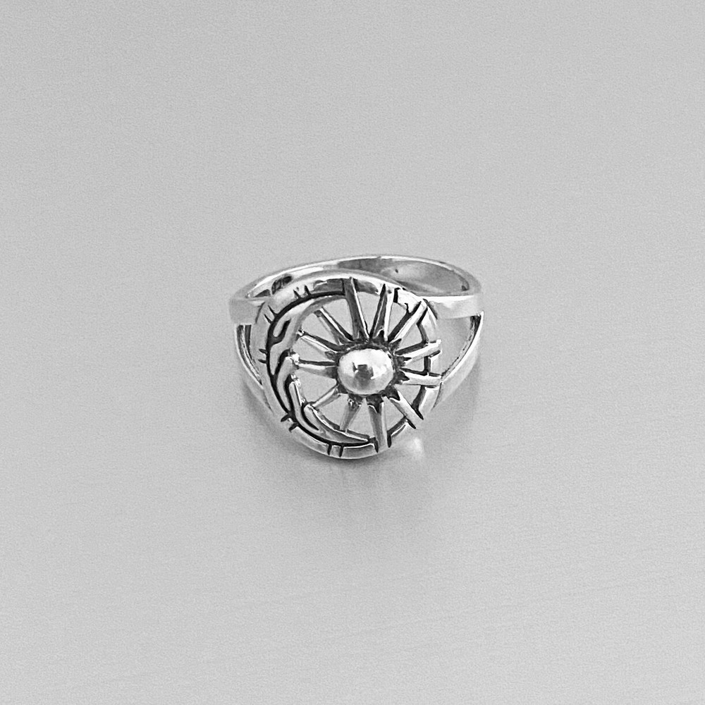 Sterling Silver Moon and Sun Ring, Statement Ring, Silver Rings, Celestial Ring