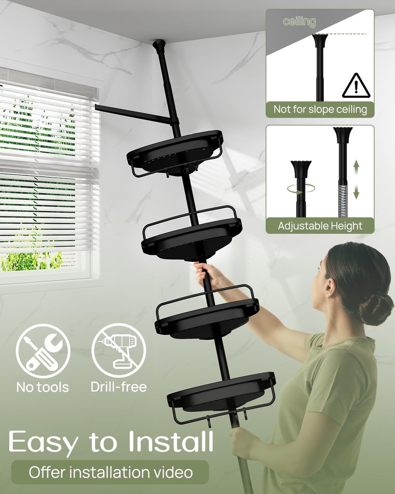 Bathroom rustproof shower tray corner with shampoo accessory storage