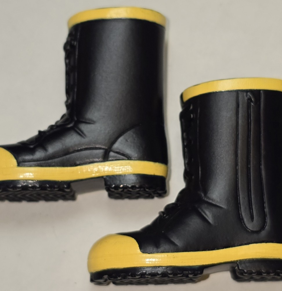 Plastic Fireman Black Boots Accessory for 12" Action Figure 1/6 scale