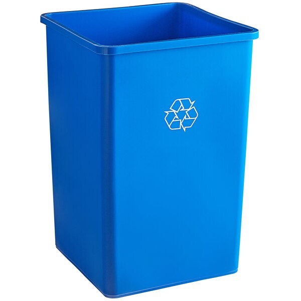 35 Gallon Blue Square Trash Can Container with No Lid - Plastic Garbage Storage
