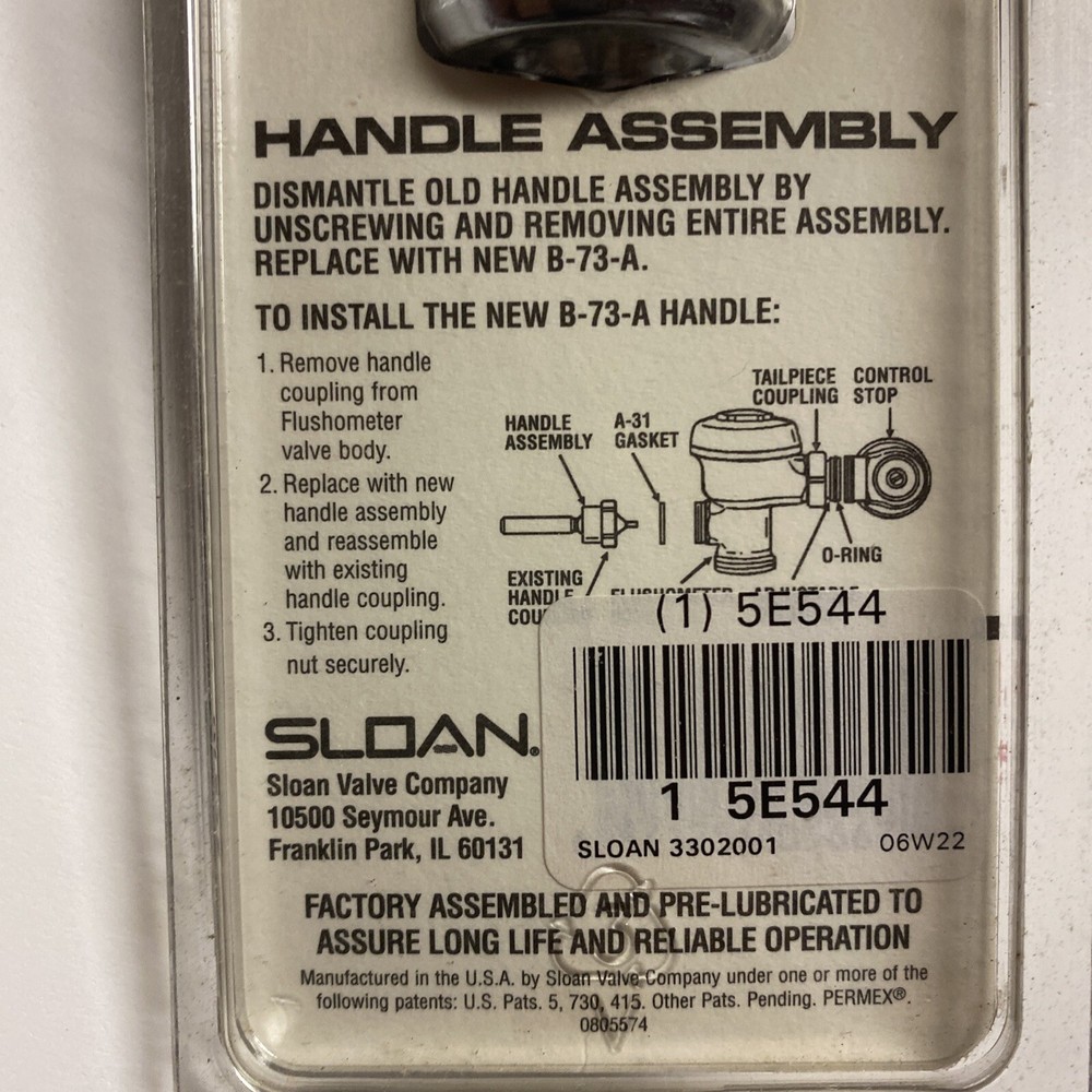 Sloan B-73-A Flush Handle Assembly Polished Chrome (ADA compliant) 3302001