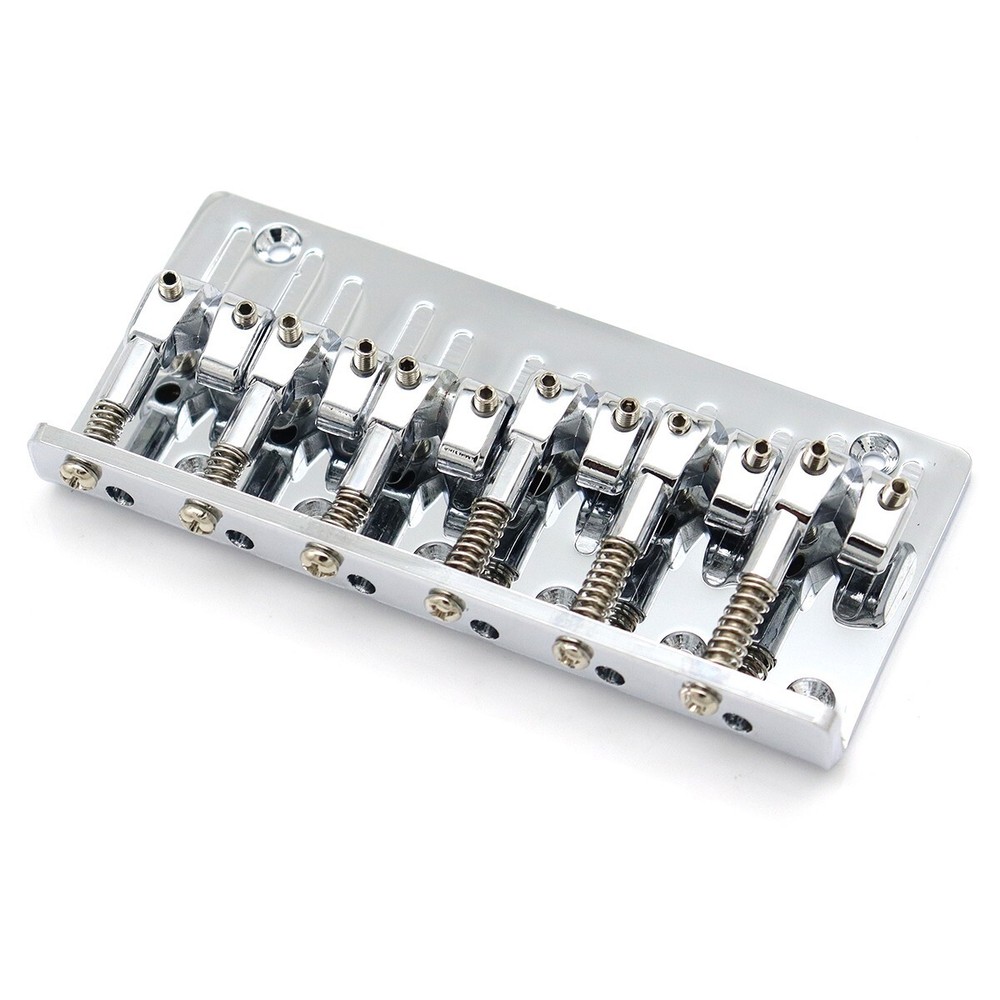 6String Metal Fixed Bass Bridge L-Shaped Saddle Bridge Top Load Tailpiece Silver