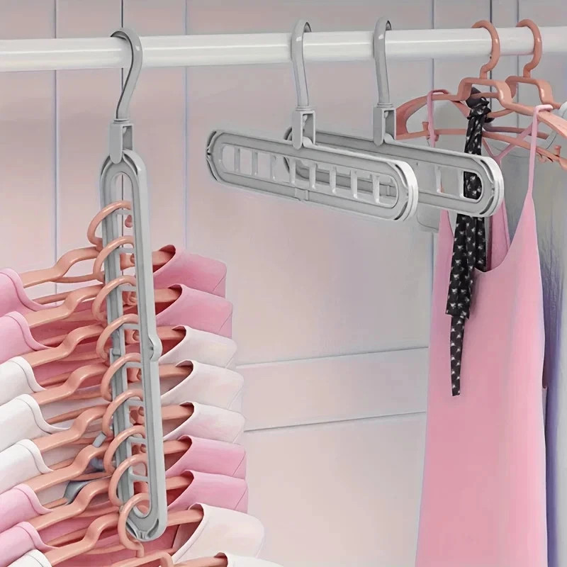 3pcs plastic 9-Hole Foldable Hangers, Heavy Duty Space Clothes Organizer