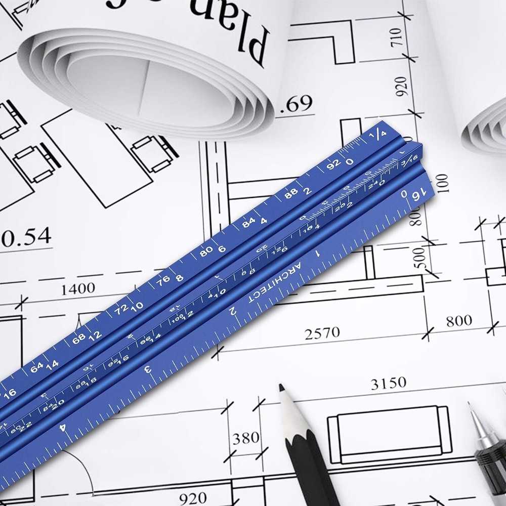 12" Regla De Escala Arquitectonica Regla De Escala Triangular De Aluminio Par...