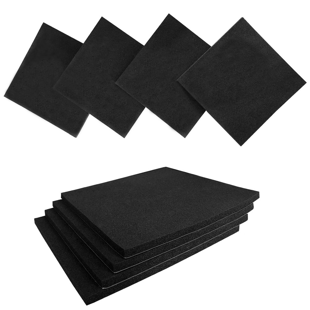 8 Pcs Black Foam Padding, 1/8" Thick, 6" X 6" Adhesive Sheets