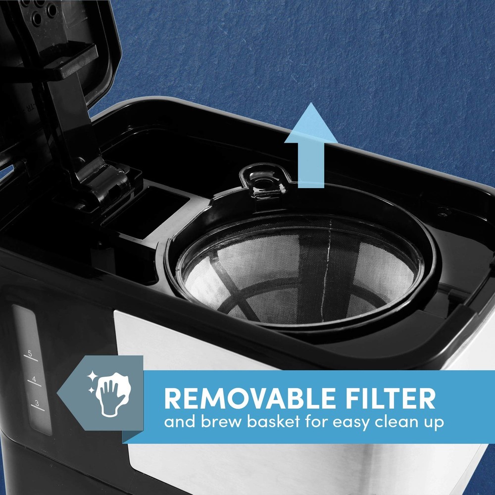 Automatic 5 Cup Coffee Maker Drip Brewer with Reusable Filter Pause Serve