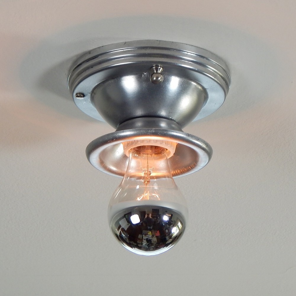 Vintage Aluminum Flush Mount Ceiling Light Fixture