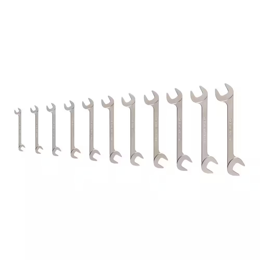 3/8-1 In. Angle Head Open End Wrench Set (11-Piece)