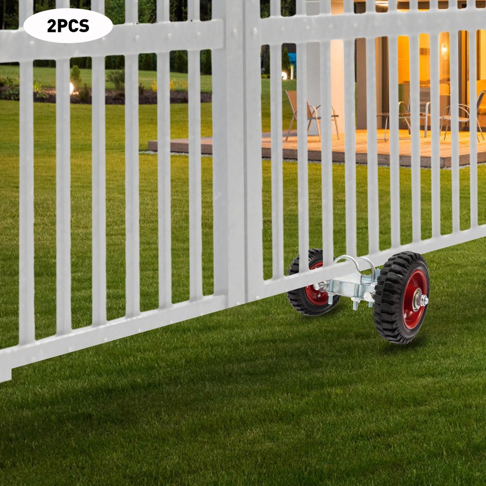 6'' Heavy-Duty Gate Rollers with Rubber Wheels - 2 Pack for Smooth Operation