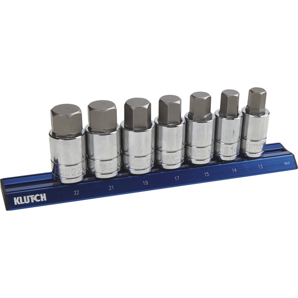 Klutch Hex Bit Socket Set, 7-Pc., Metric