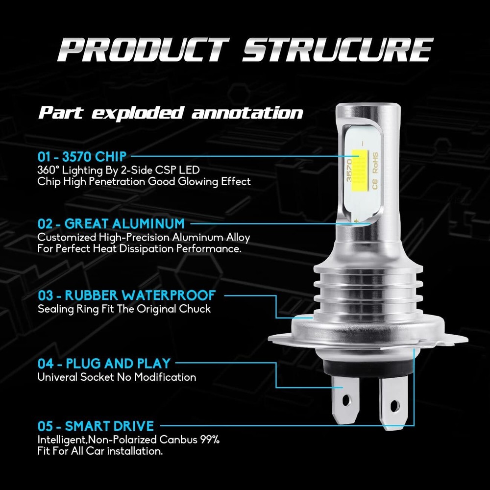 For Subaru Outback 2010-2014 Combo LED Headlight High Low Beam + Fog Light Bulbs