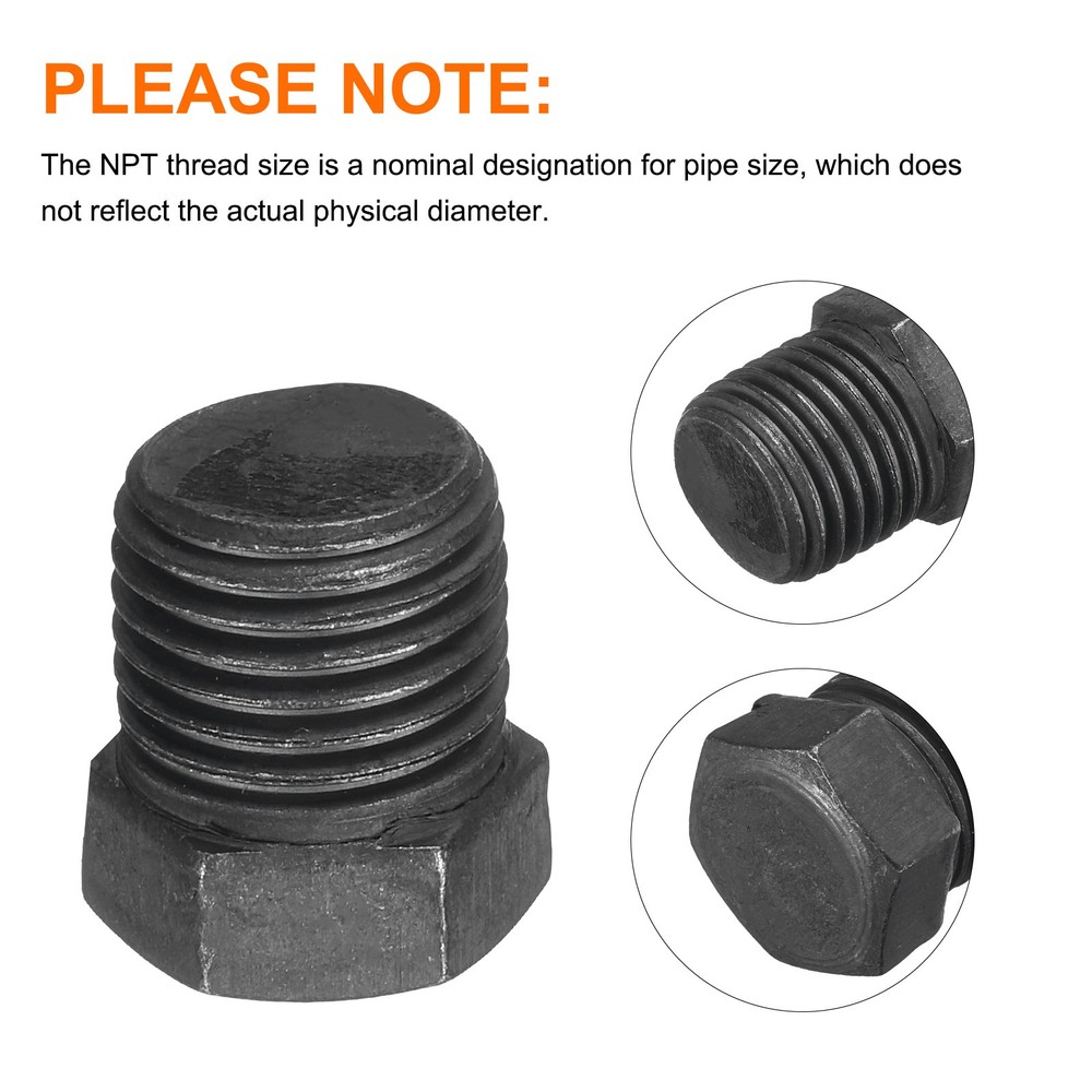 5Pcs 1/4 NPT Outer Hex Head Thread Pipe Plug Fitting Carbon Steel Pipe Fitting