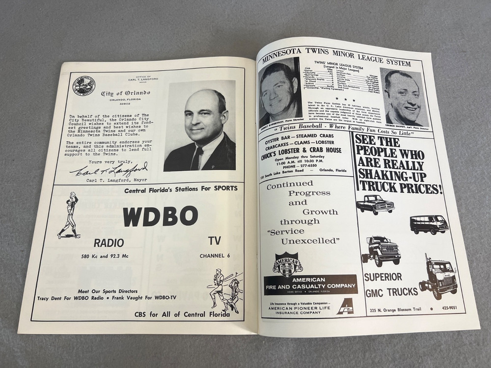 Vintage Baseball Program Book Minnesota vs Orlando Twins Program AAA League '69