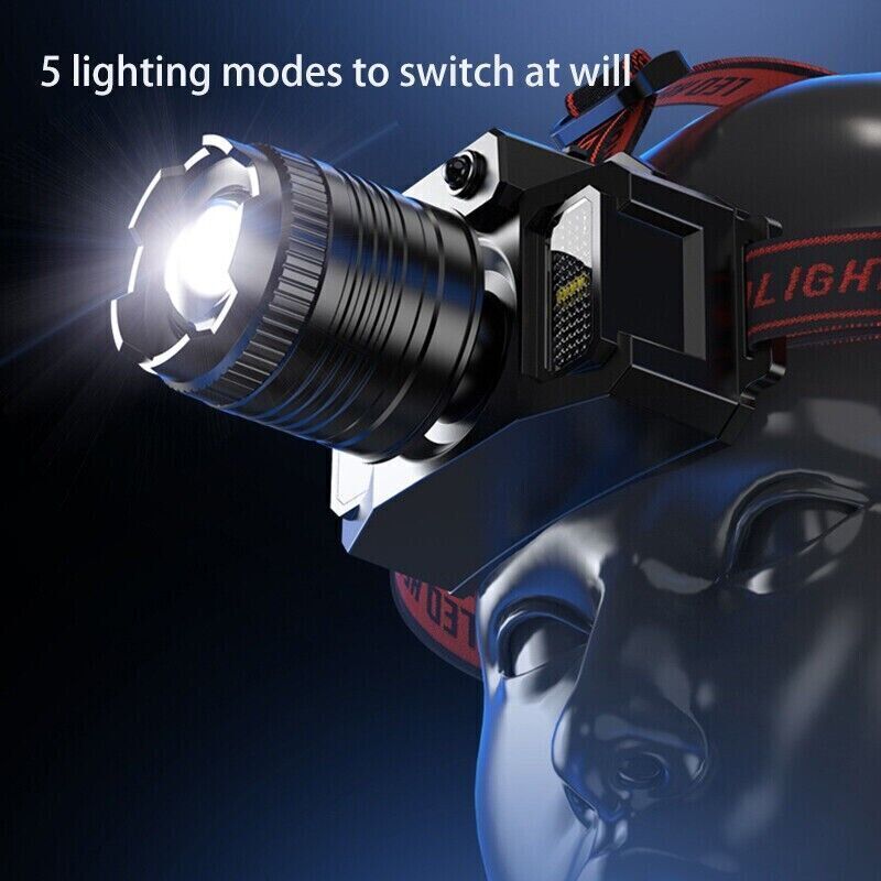 Super Bright LED Headlamp Rechargeable Headlight Flashlight sensor Head Torch