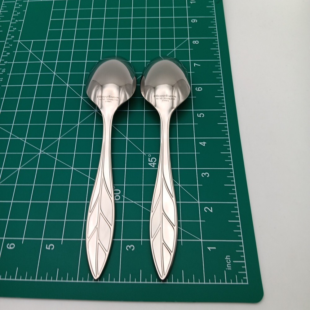 Reed & Barton Arbor Dinner Place Spoon 2pc Set 18/10 Stainless Flatware Glossy