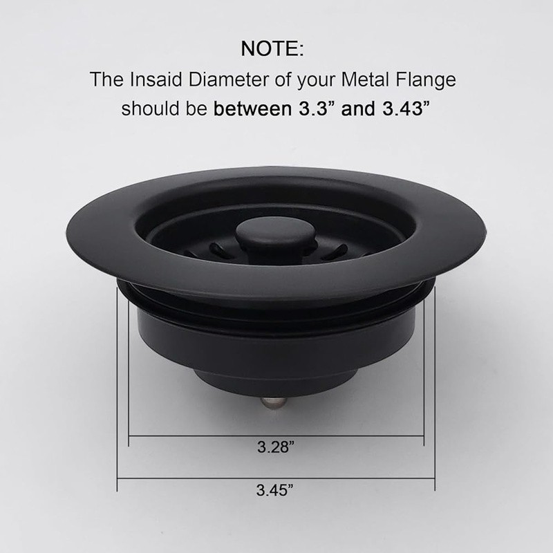 Matte Black Garbage Disposal Flange Removable Strainer Durable ABS Easy Install