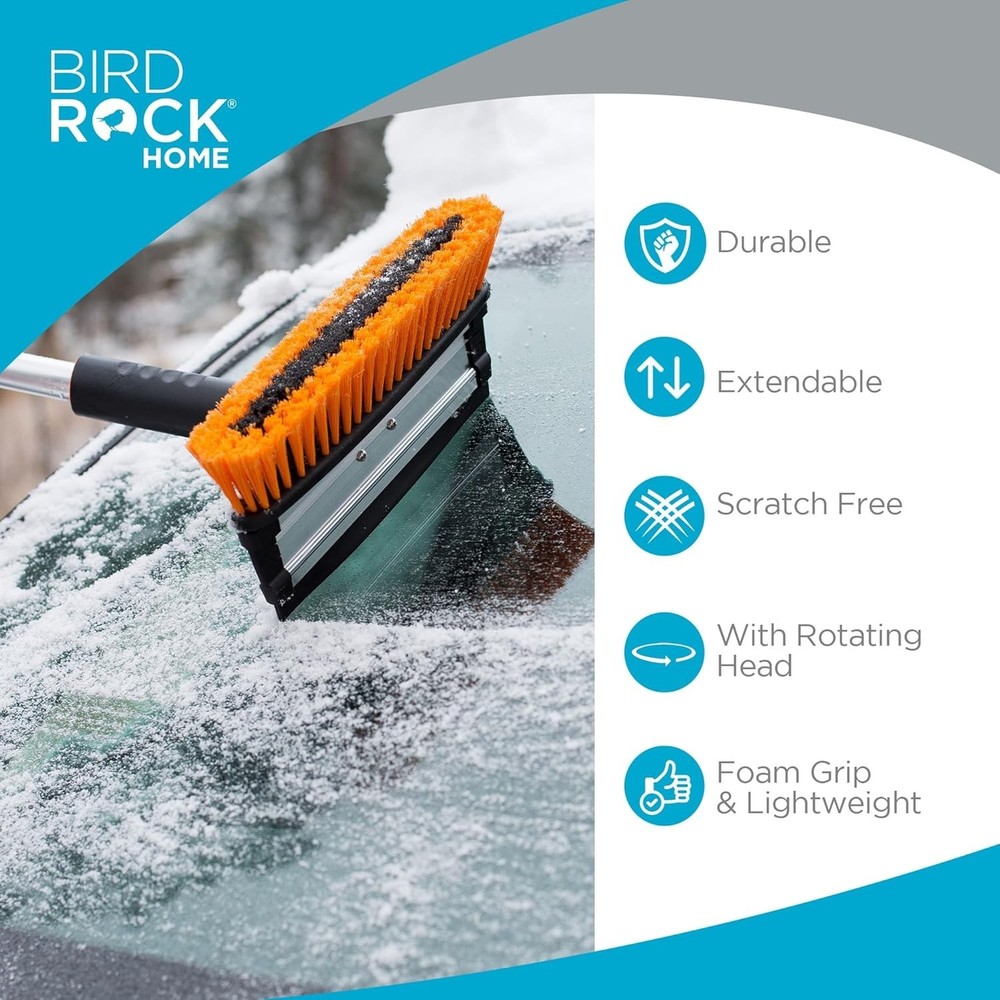 Versatile 39" Extendable Snow Brush with Wide Squeegee & Detachable Scraper