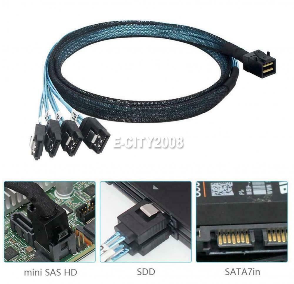 Mini SAS SFF-8643 to 4 SATA 7Pin Hard Disk 6Gbps Data Server Raid Cable 1M