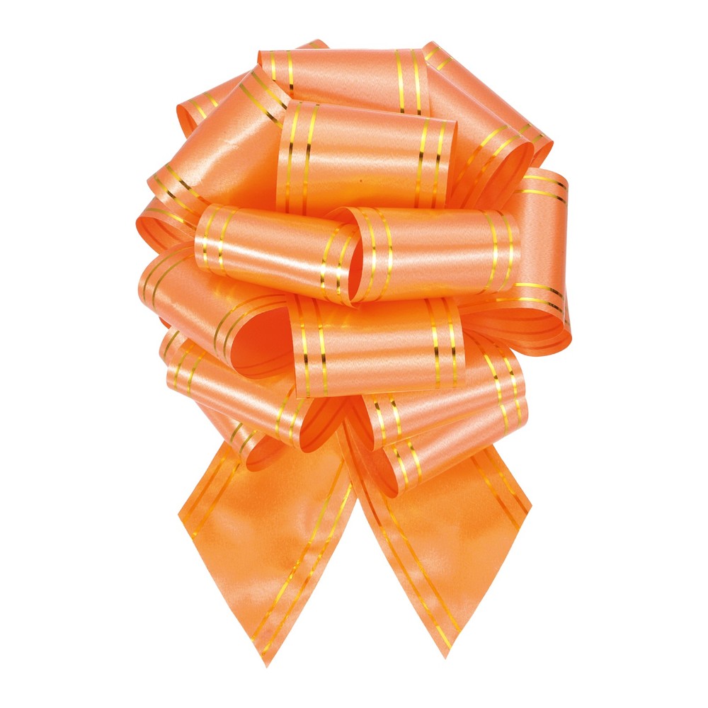 5pcs 6" Large Pull Bow Metallic Orange Gift Wrapping Bows with Gold Edge