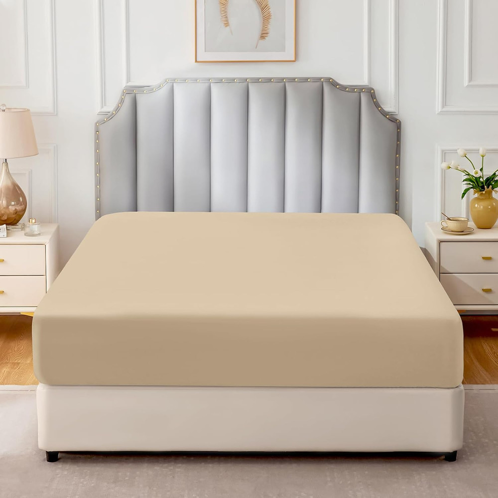Pure Cotton Fitted Sheets King Size, 300 Thread Count Percale Sheets for King Si