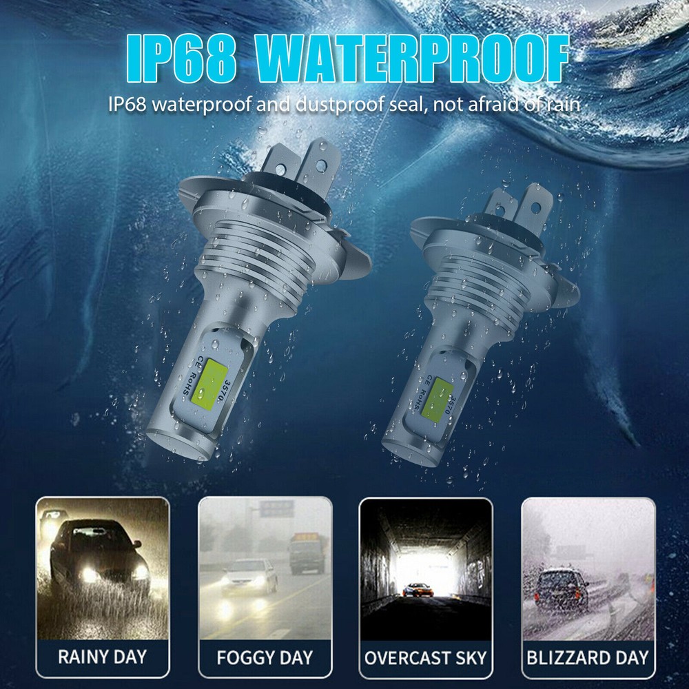 H7 H7 LED Headlight KIT Combo Bulbs High Low Beam Super Bright White 10000K