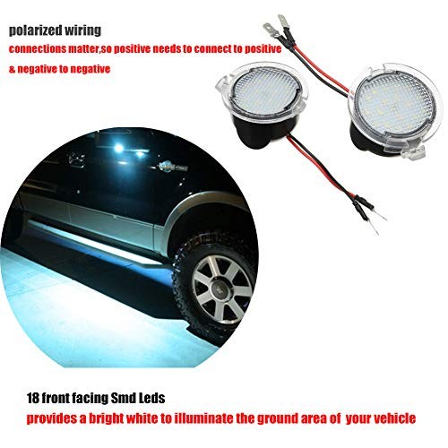 2PC Full LED Side Under-Mirror Puddle Light Lamp Assembly Replacement White