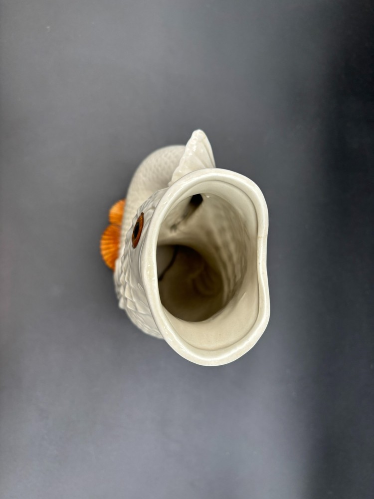 Fitz & Floyd "KOI FISH & SHELL" Ceramic Pitcher ~ 9" Tall