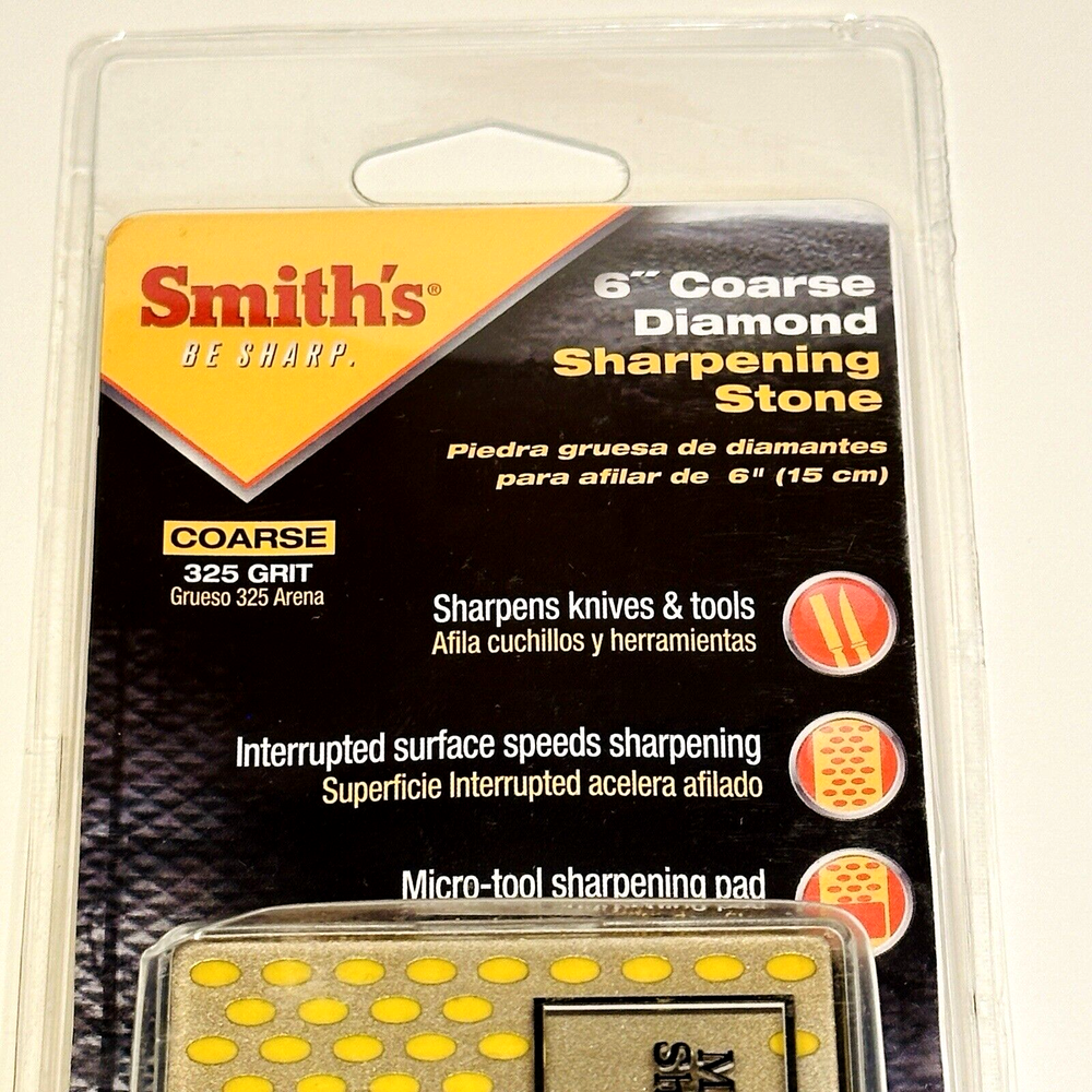 Smith's Diamond Bench Stone 6" Coarse 325 Grit w/ Micro-Tool Sharpening Pad DBSC