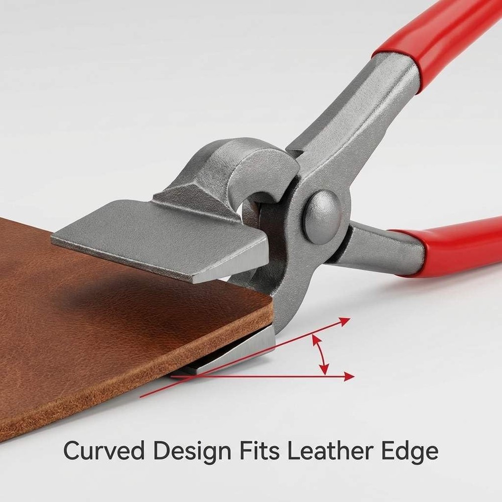 QWORK Flat Pliers Leather Press Pliers, Edge Adjustment Red