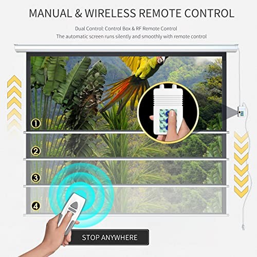 Motorized Projector Screen Pull Down with Remote Control 120 120-4:3-White