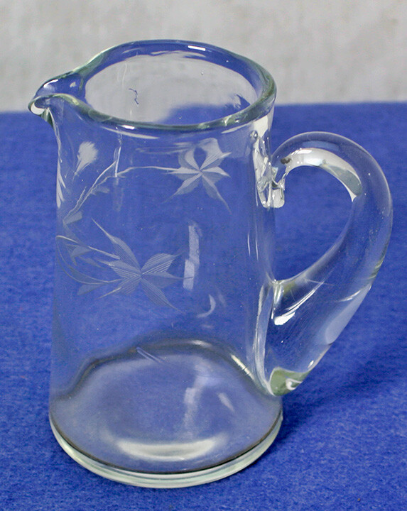 Clear Glass Etched Star Flower Pitcher