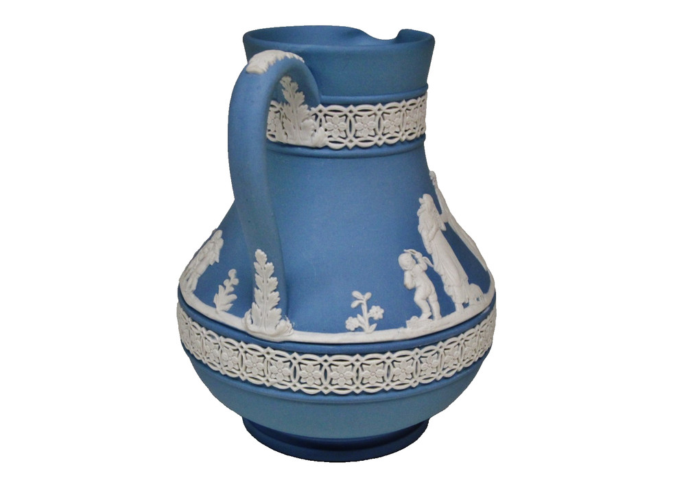 Wedgewood Blue Jasperware Small Pitcher. 5 1/8" Height