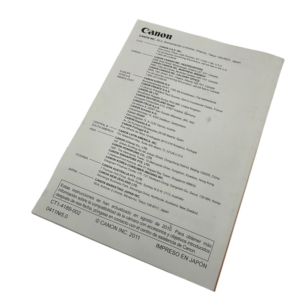 Canon EOS 60D Instruction Manual Spanish Edition