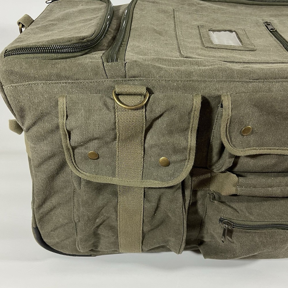 Pop Up Soft Trunk Green Canvas Collapsible Rolling Bag by Everything Summer Camp