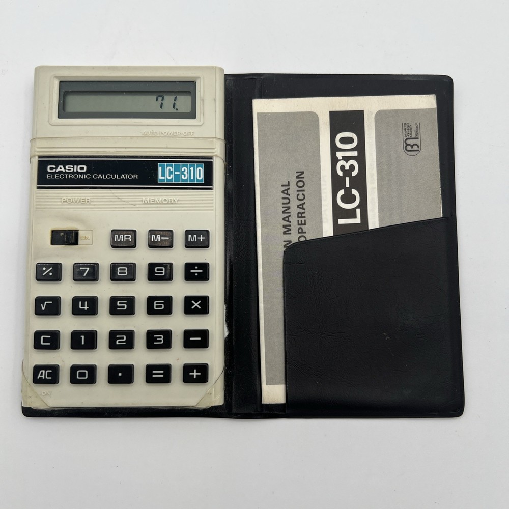 Casio LC-310 Electronic Calculator-Case-Operation Manual Works Great!