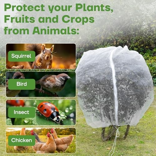 8FT x 8FT Fruit Tree Netting with Zipper and Drawcord, 2Pcs 2PACK-8FT*8FT White