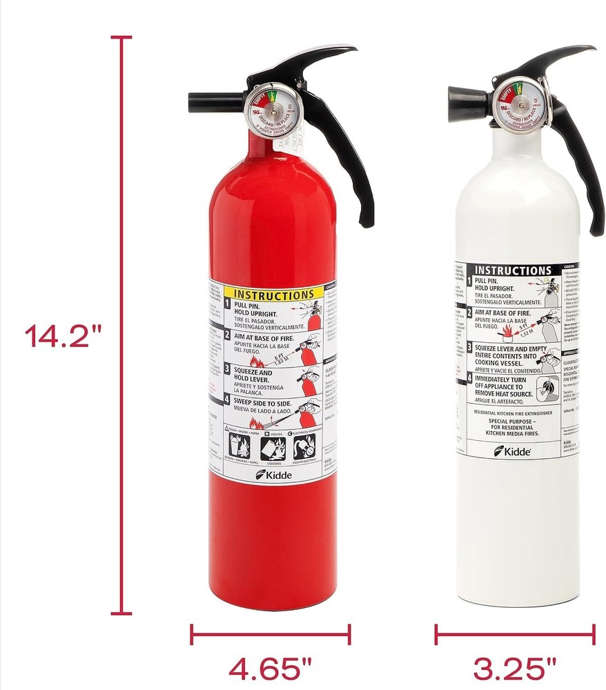 Fire Extinguishers Variety Pack for Kitchens with Wall Mount & Strap Included